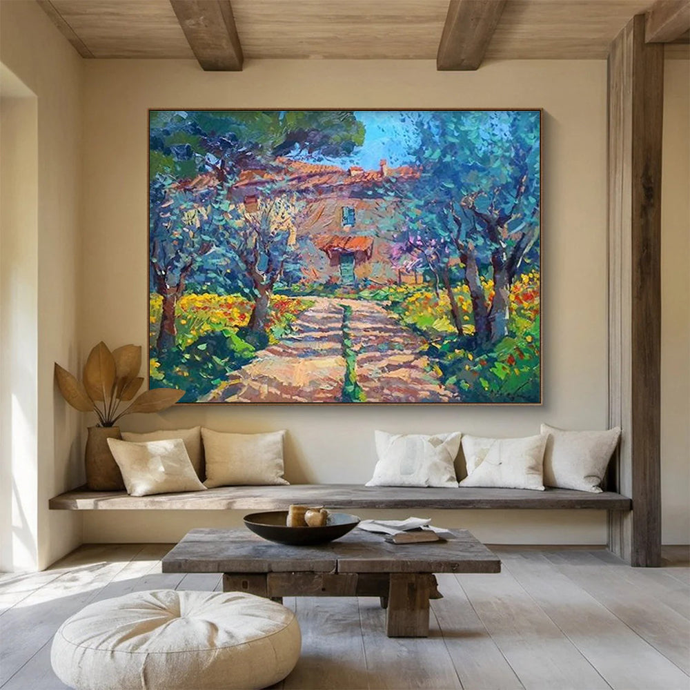House in Flower Garden Impressionist Painting THY452