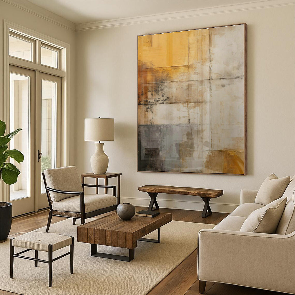 Extra-large Custom Hand-Painted Abstract Canvas for Dining Room Buffet Area and Cottage Office Nook Wall DLZ1954