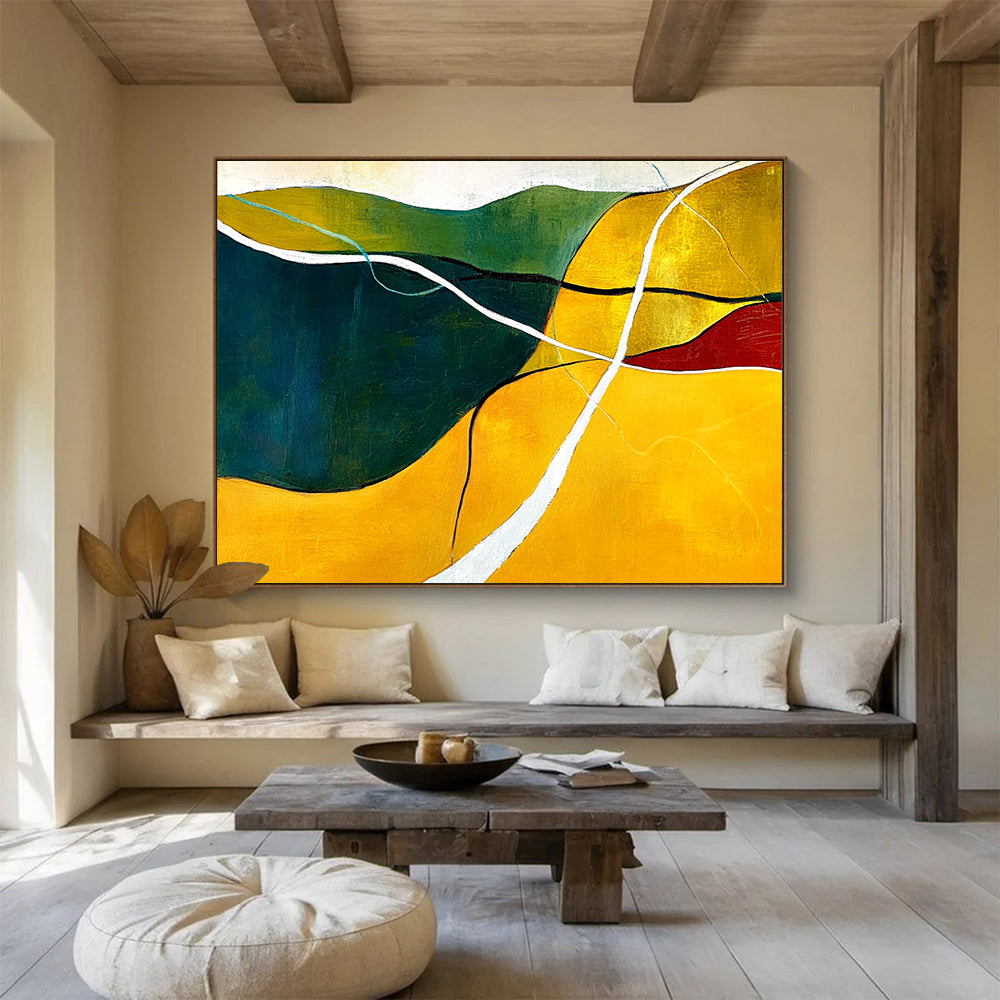 Colorful Landscape Abstract Painting with Rolling Hills Motif DYP427