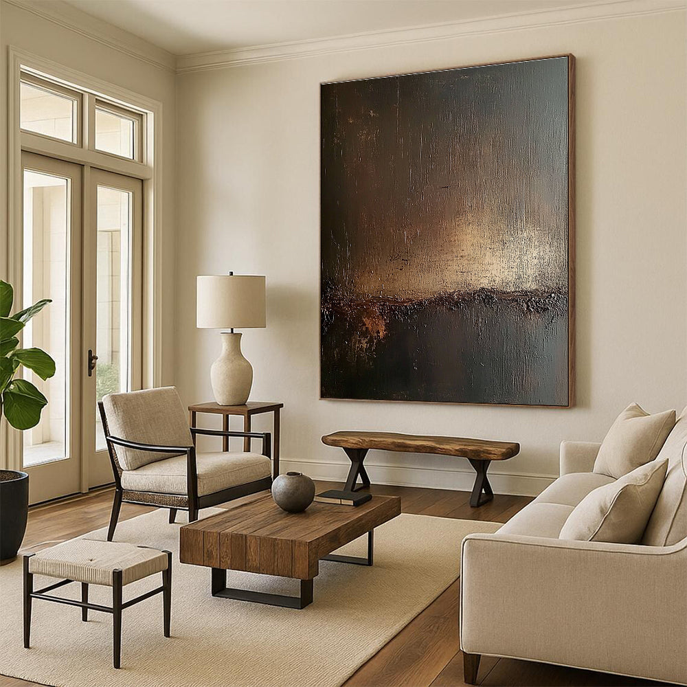 Dark Toned Brown and Black Abstract Art with Subtle Highlights GER291