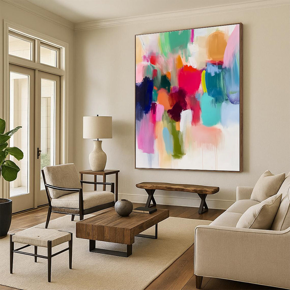 Vivid Color Block Abstract Painting with Diverse Hues GER626
