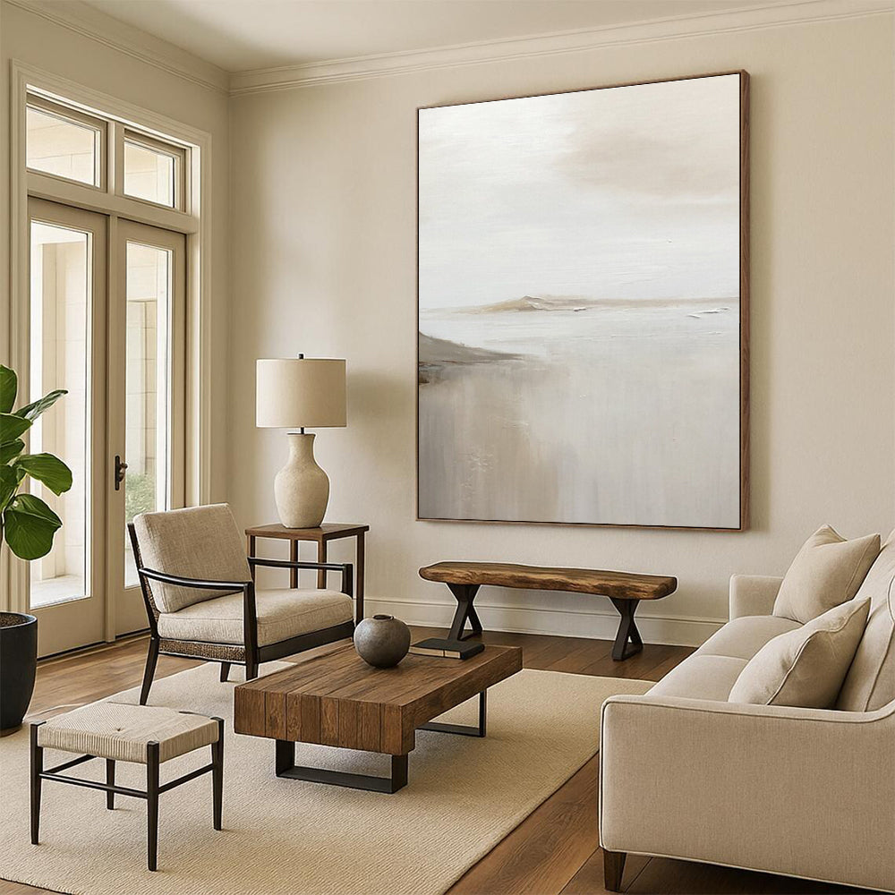 Distant Mountain and Lake Abstract Painting ADGE359