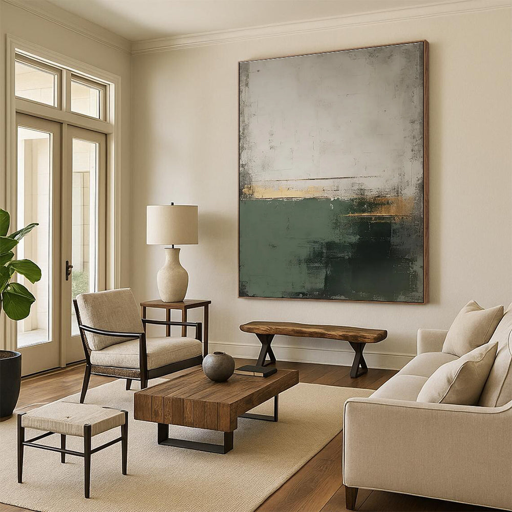 Earthy Tones Abstract Painting with Subtle Gold Details ADGE454