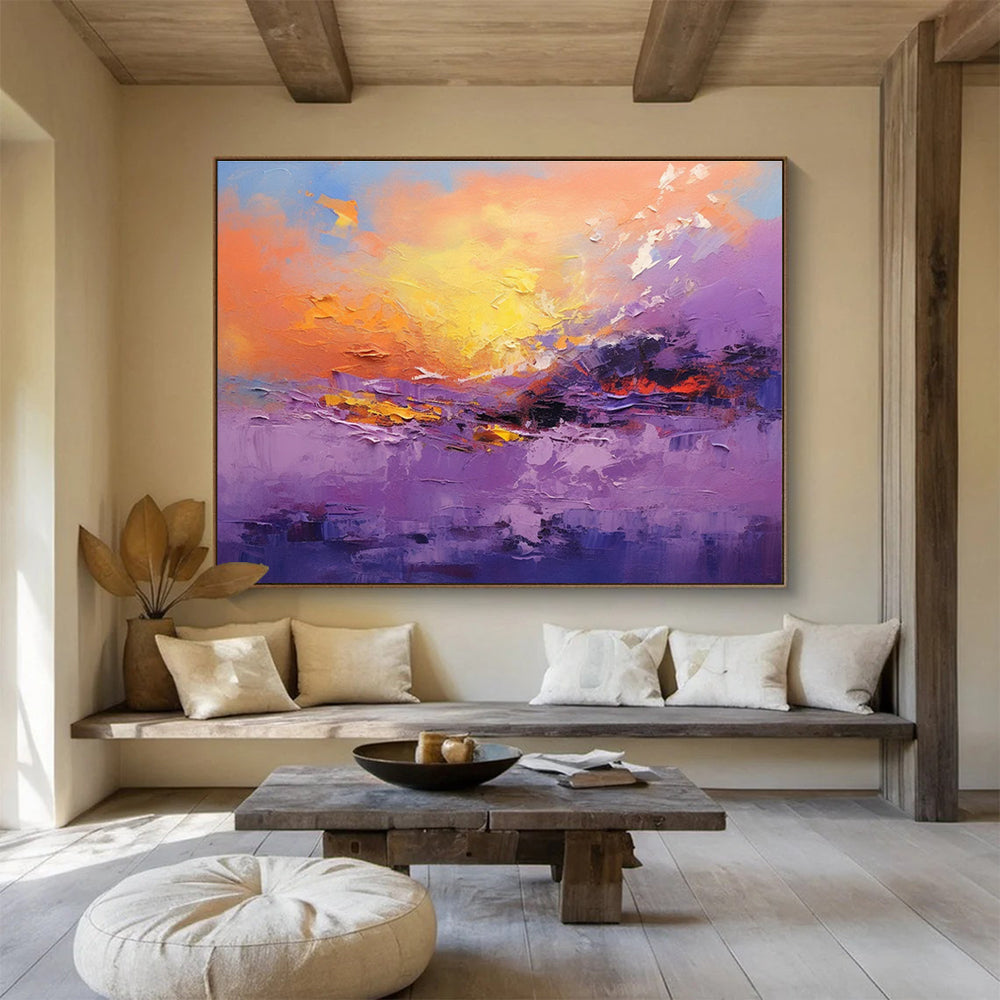 Purple and Orange Tones Abstract Landscape Painting THY083
