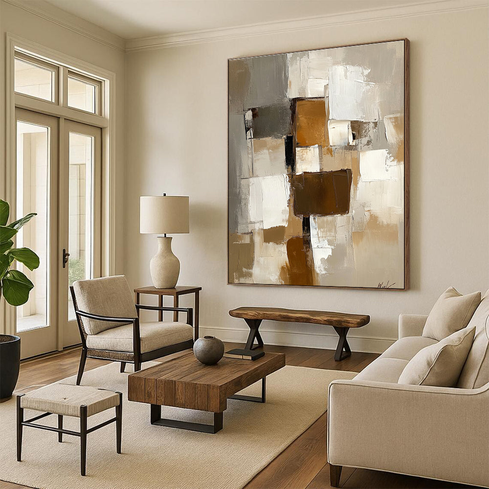 Geometric Abstract with Brown White and Gray GER337