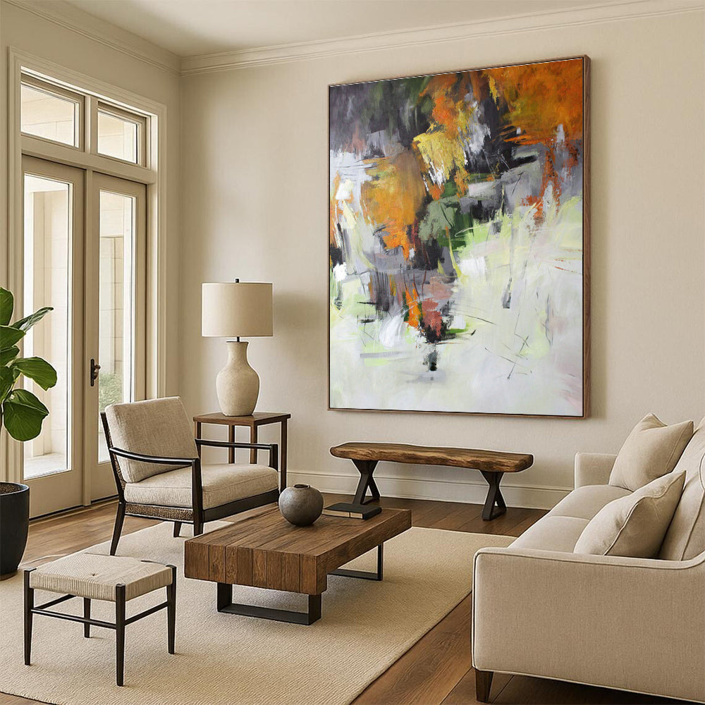 Immense Custom Hand-Painted Abstract Wall Decor for Dining Room & Entryway DLZ1028