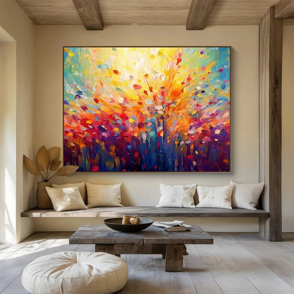 Radiant Tree Abstract Painting with Vivid Color Bursts THY290