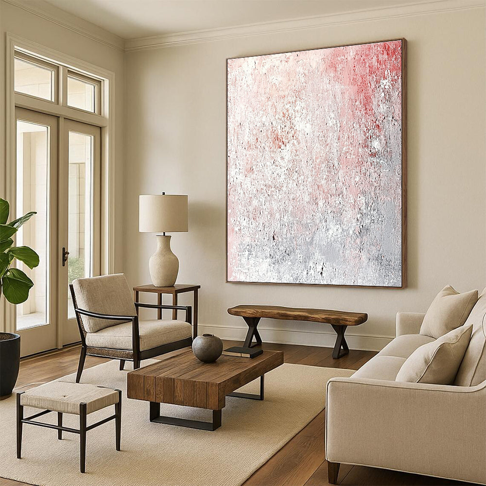 Pink and Gray Textured Abstract with Weathered Effect GER217