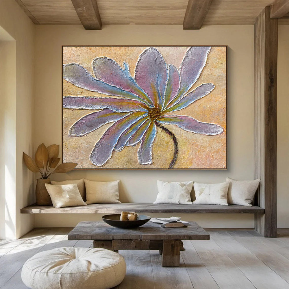 Pastel Flower Abstract Painting with Textured Petals THY346