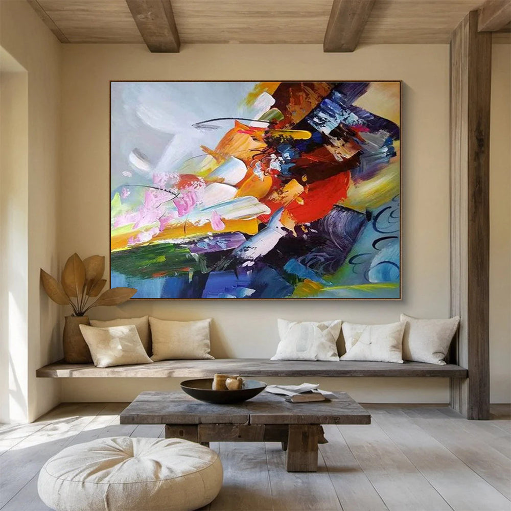 Dynamic Color Fusion Abstract Painting with Clashing and Blending Tones THY281