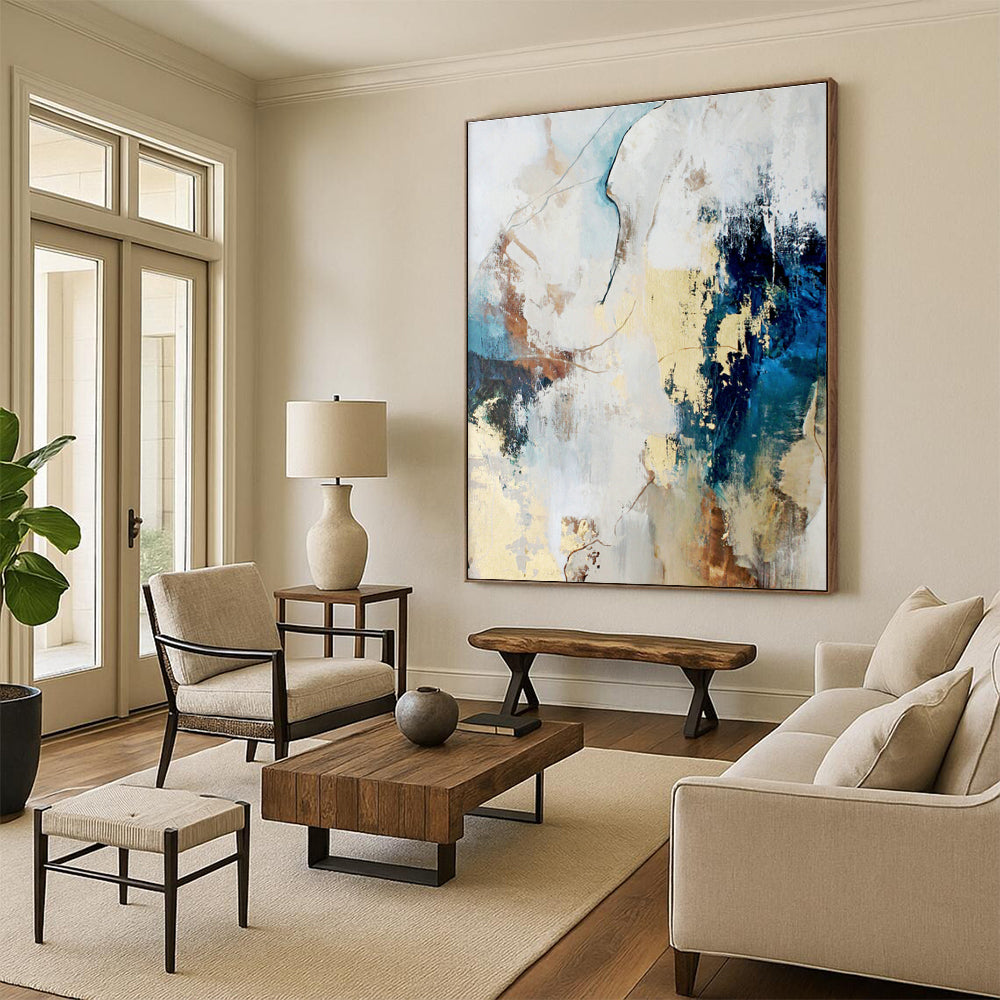 Large-Scale Custom Abstract Canvas for Entryway & Dining Room DLZ1025