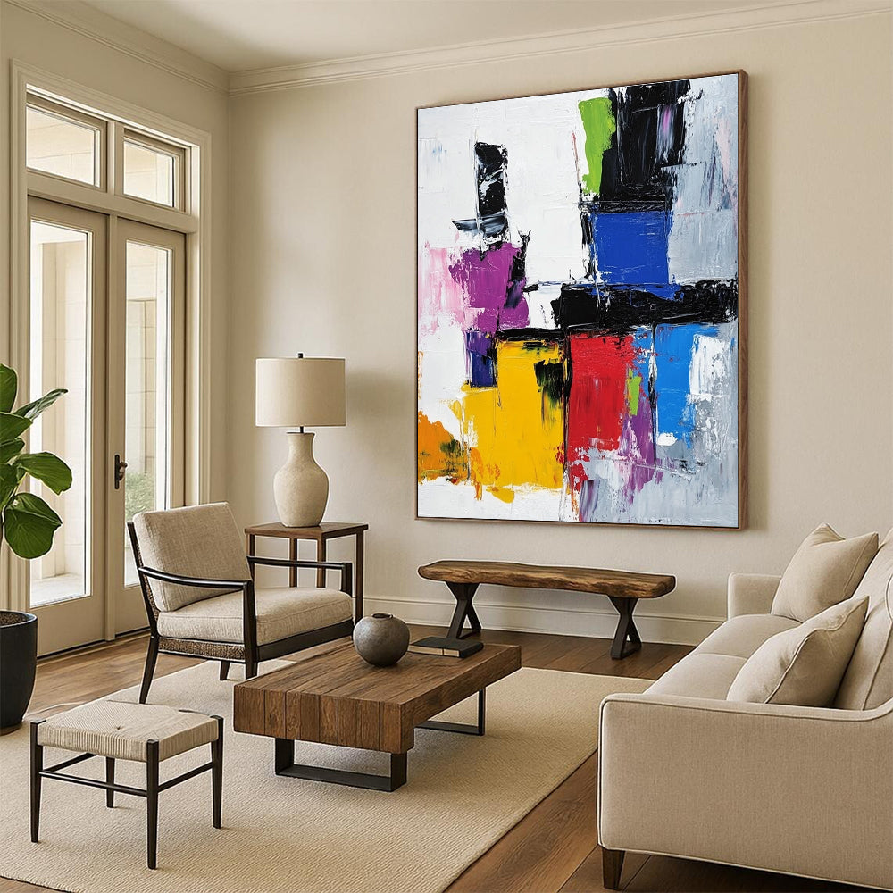 Colorful Geometric Abstract Painting with Dynamic Lines GER627