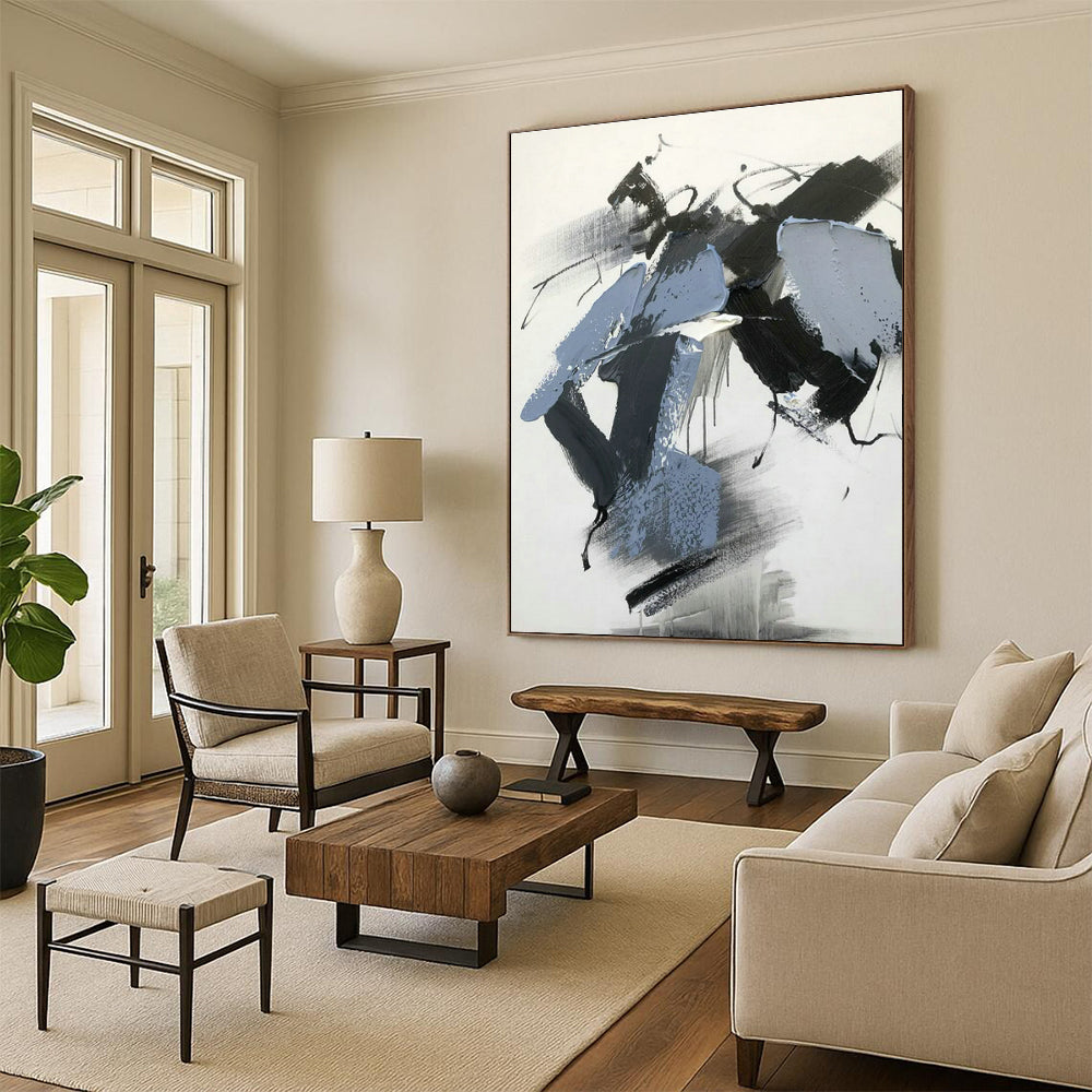 Large Hand-Painted Abstract Art for Bedroom Walk - in Closet and Hallway Linen Closet Doors DLZ1677