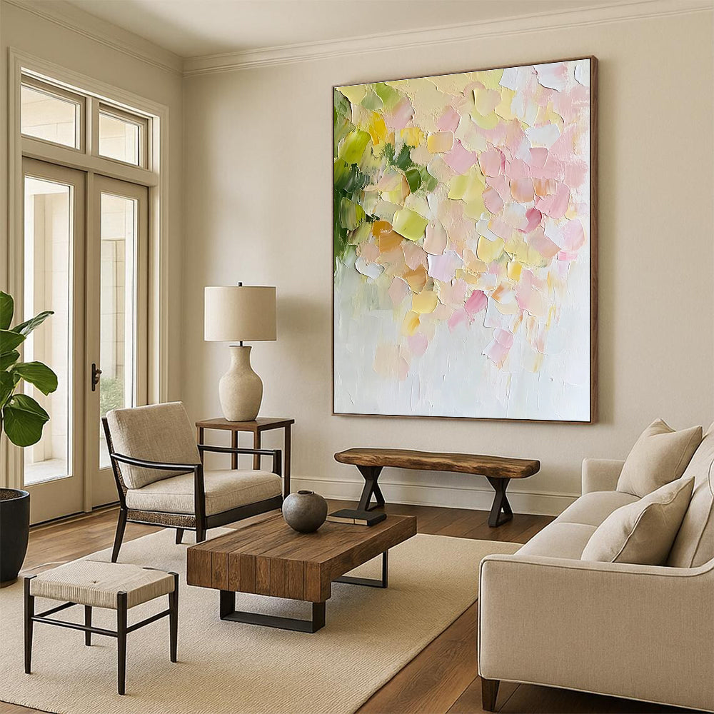 Textured Pastel Flower Abstract Painting with Impasto Technique GER415