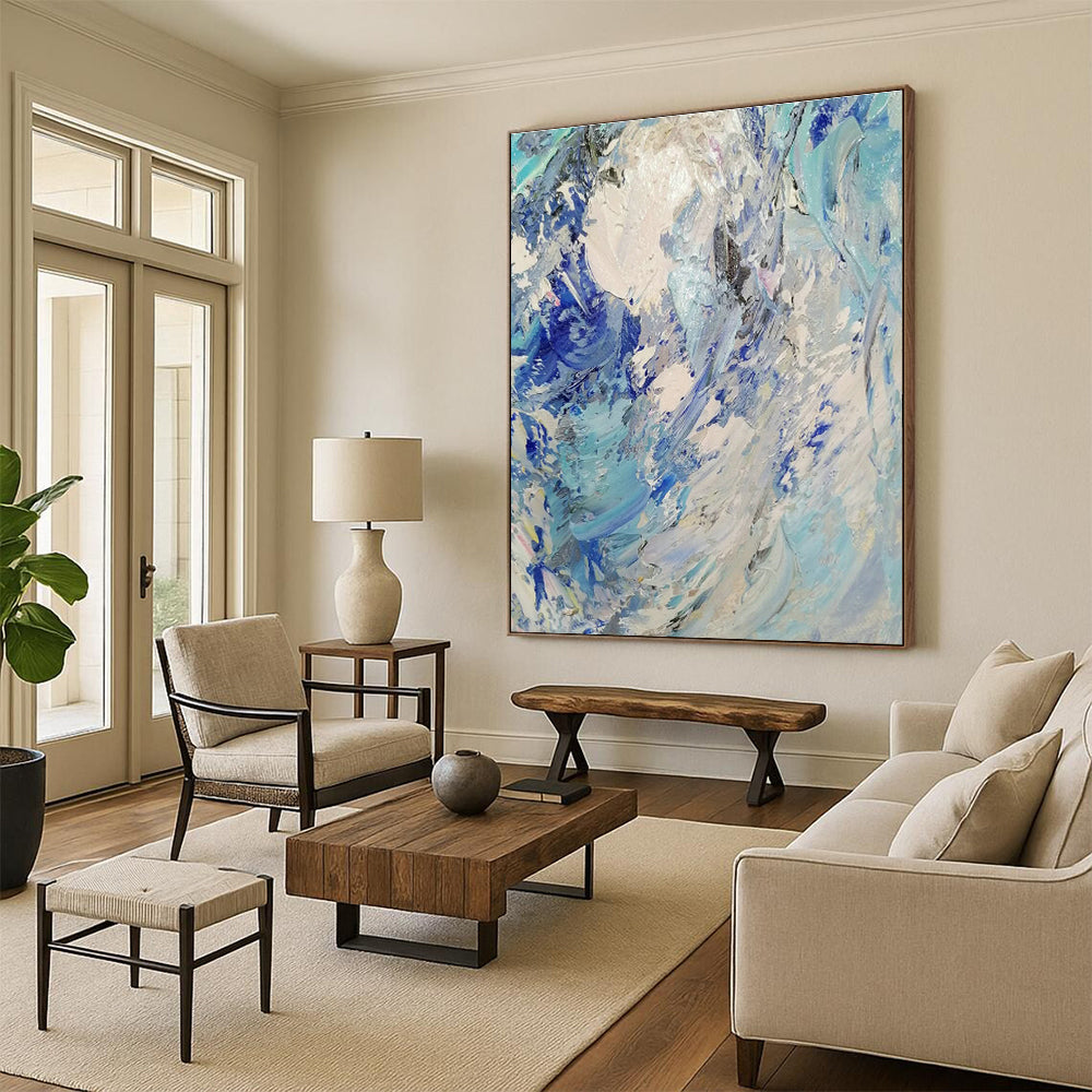 Oversized Hand-Painted Abstract Painting for Dining Room & Entryway DLZ1295