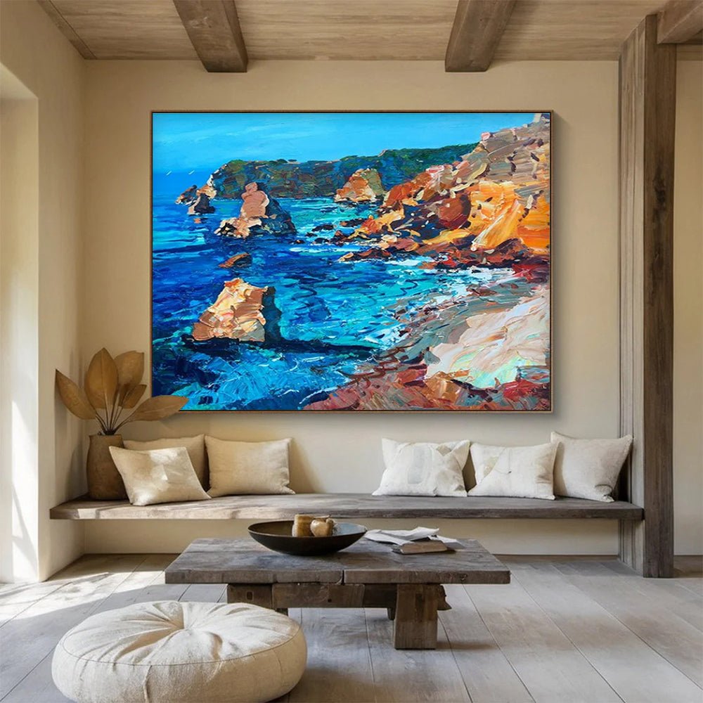 Coastal Rocks and Sea Abstract Painting THY454