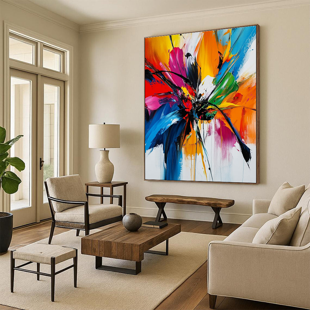 Vivid Flower Abstract Painting with Splashed Colors GER787