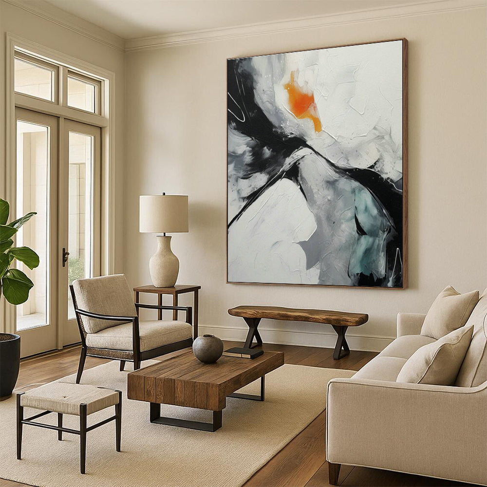 Oversized Abstract Canvases for Dining Room Double - Height Wall Picture Railings & Office Atrium Space Hanging Planter Backdrops DLZ0895