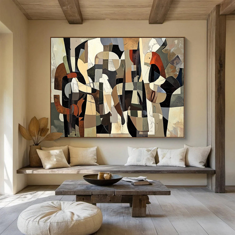 Cubist Abstract Painting with Multicolor Geometric Shapes DYP553