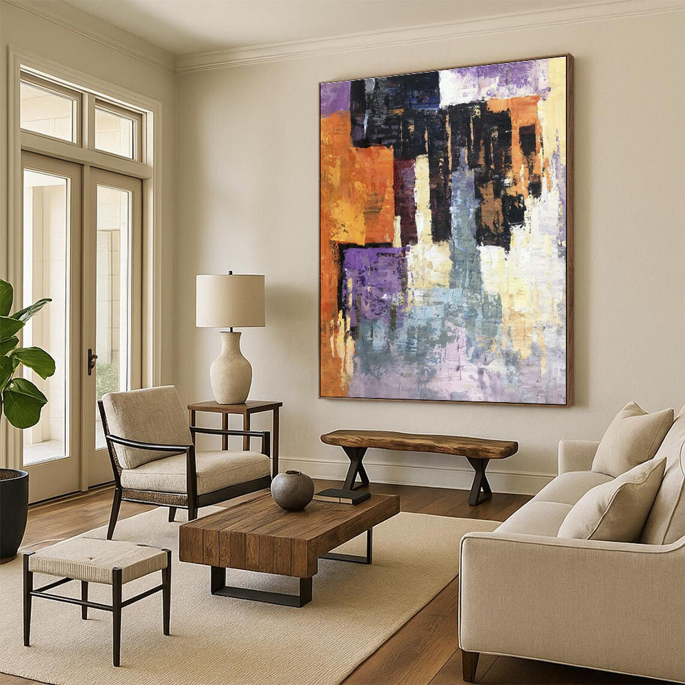 Handcrafted Extra - Large Abstract Painting for Cottage Living Room & Office DLZ1312