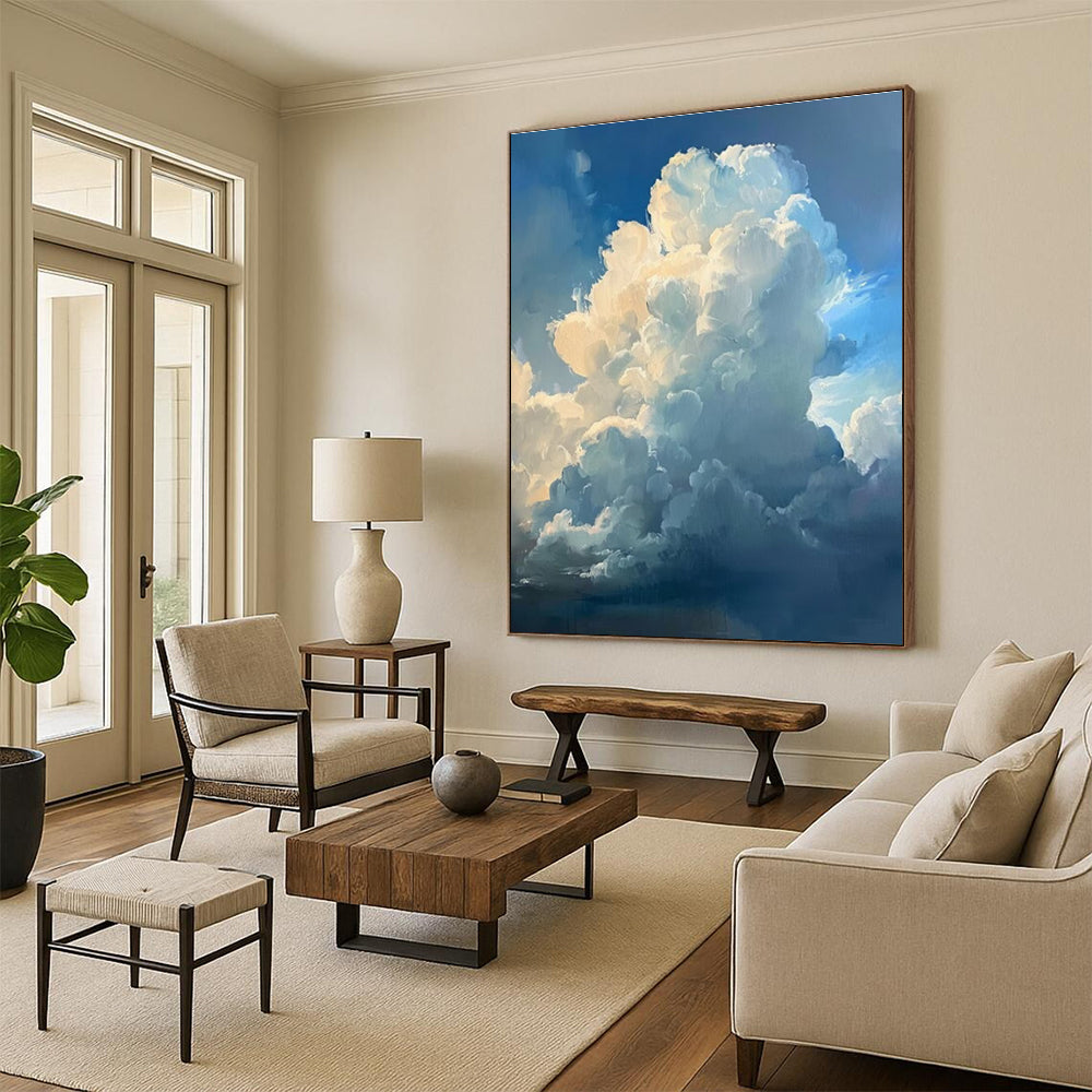 Blue White Cloud Abstract Painting ADGE006
