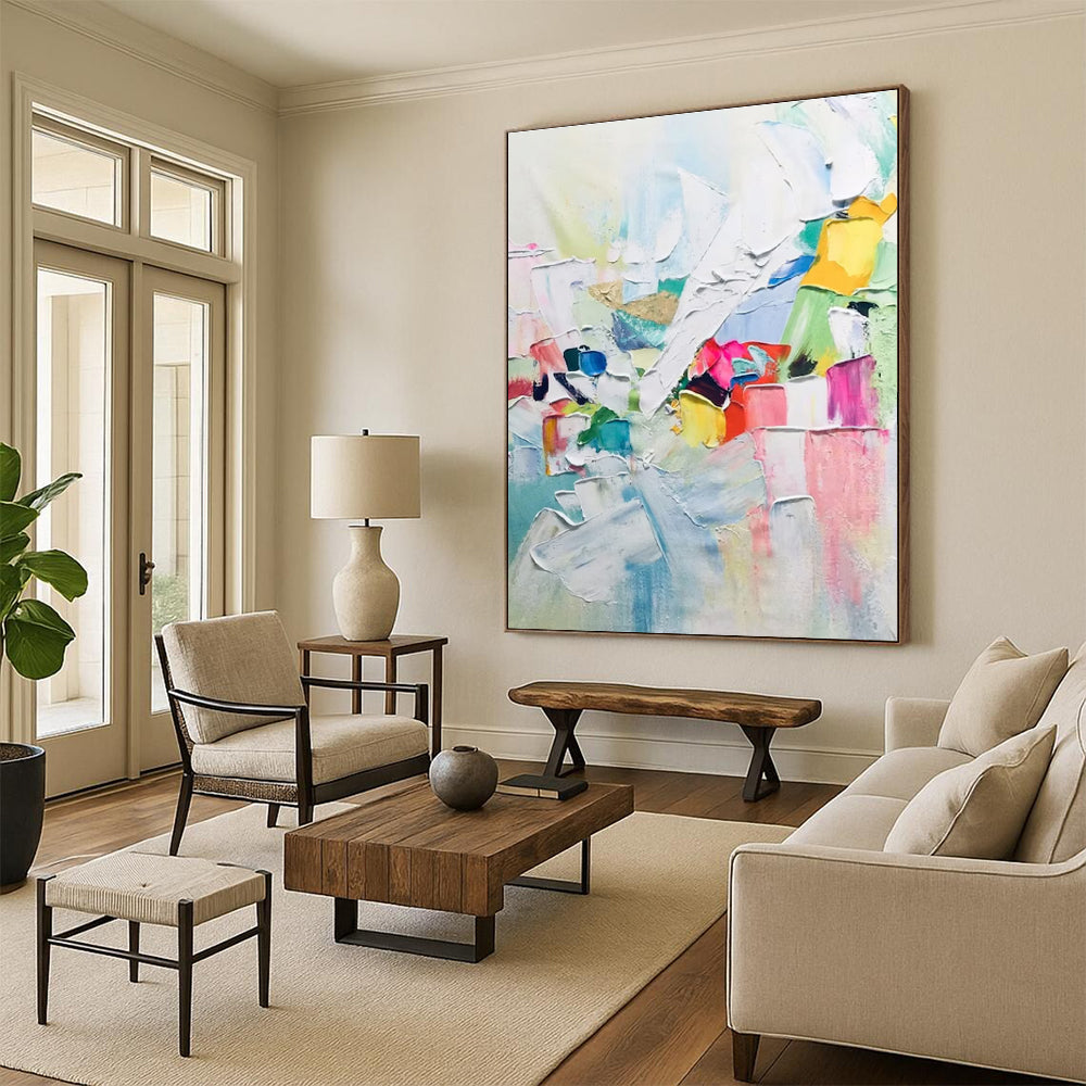 Colorful Block Abstract Painting with White Dominance (Repeat) ADGE279