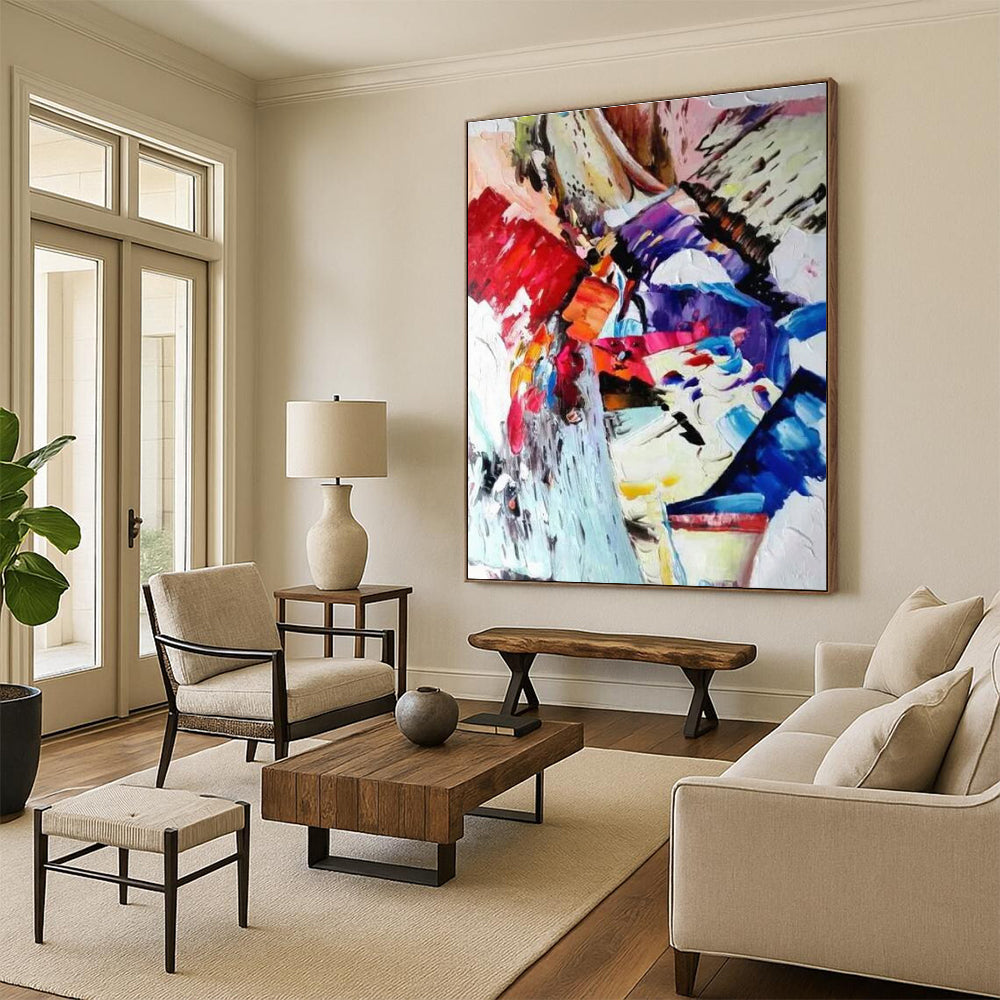 Colorful Abstract Composition Painting with Dynamic Forms ADGE420