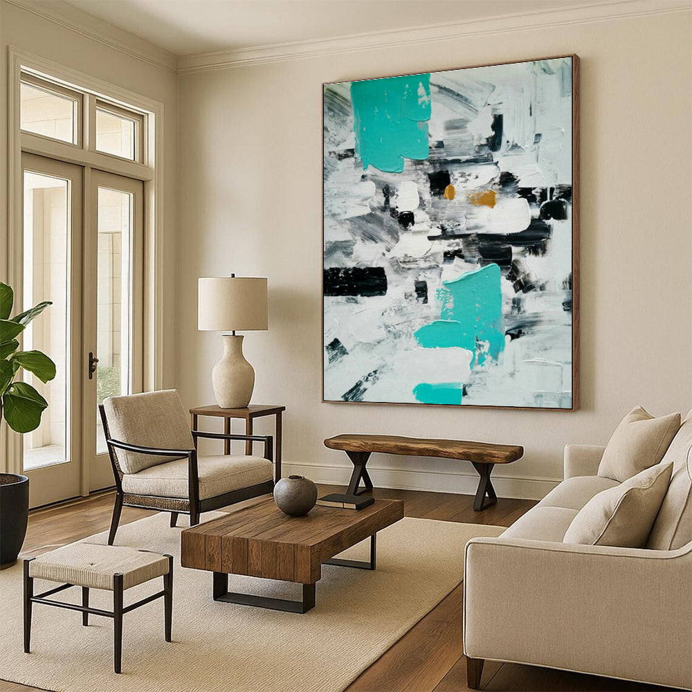 Handmade Extra - Large Abstract Wall Art for Cottage Bedroom & Living Room DLZ1354