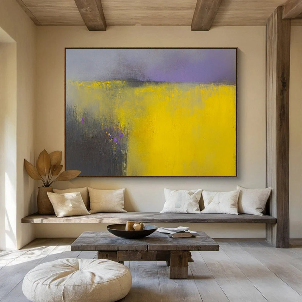 Yellow and Purple - Dreamy Field Abstract Painting DYP066