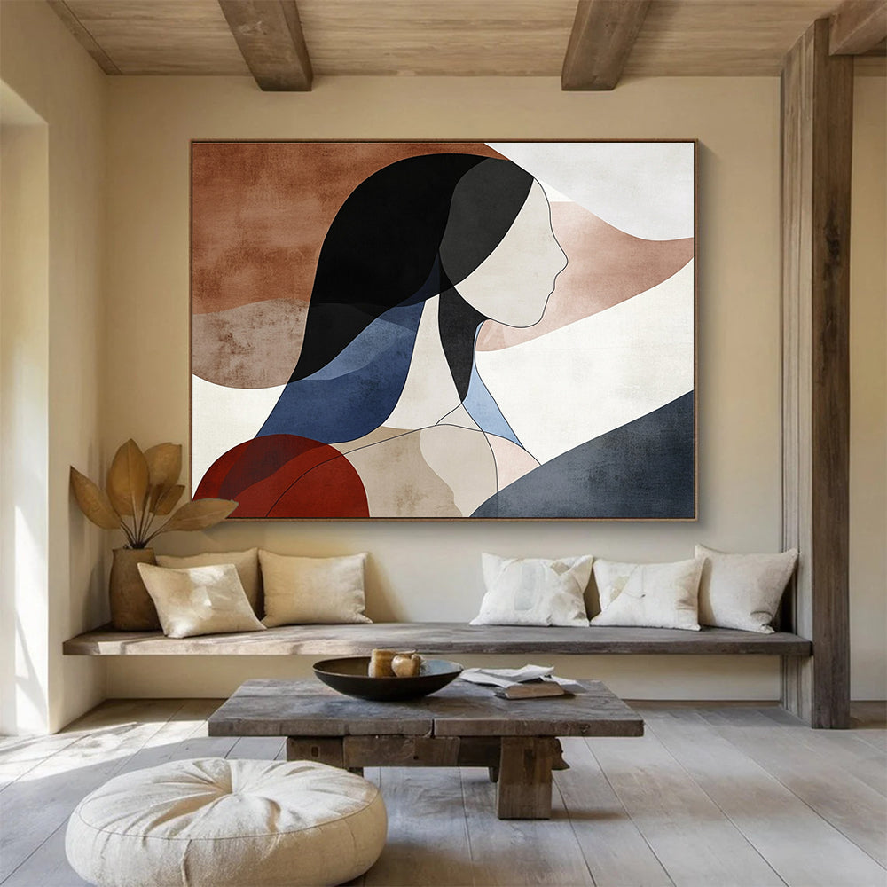 Abstract Female Figure Painting with Geometric Shapes DYP457