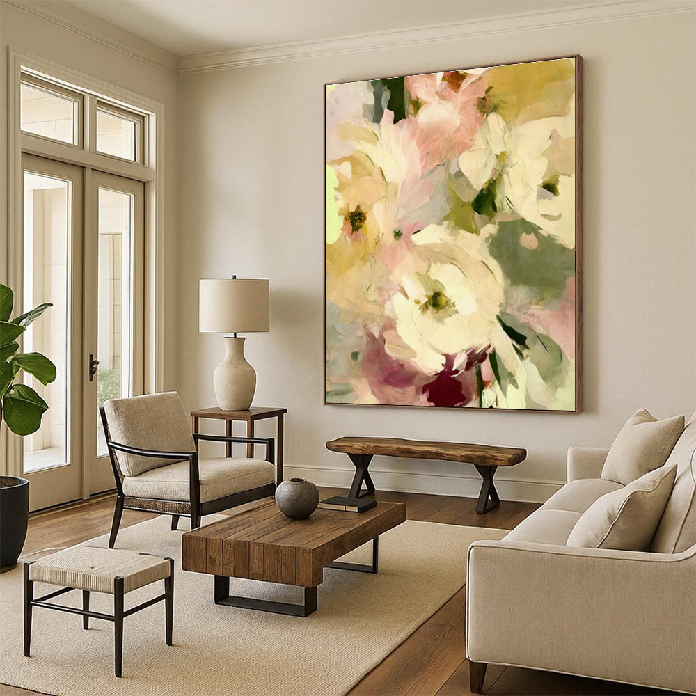 Hand - Painted Oversized Abstract Wall Decor for Cottage Dining Room & Hallway DLZ1361