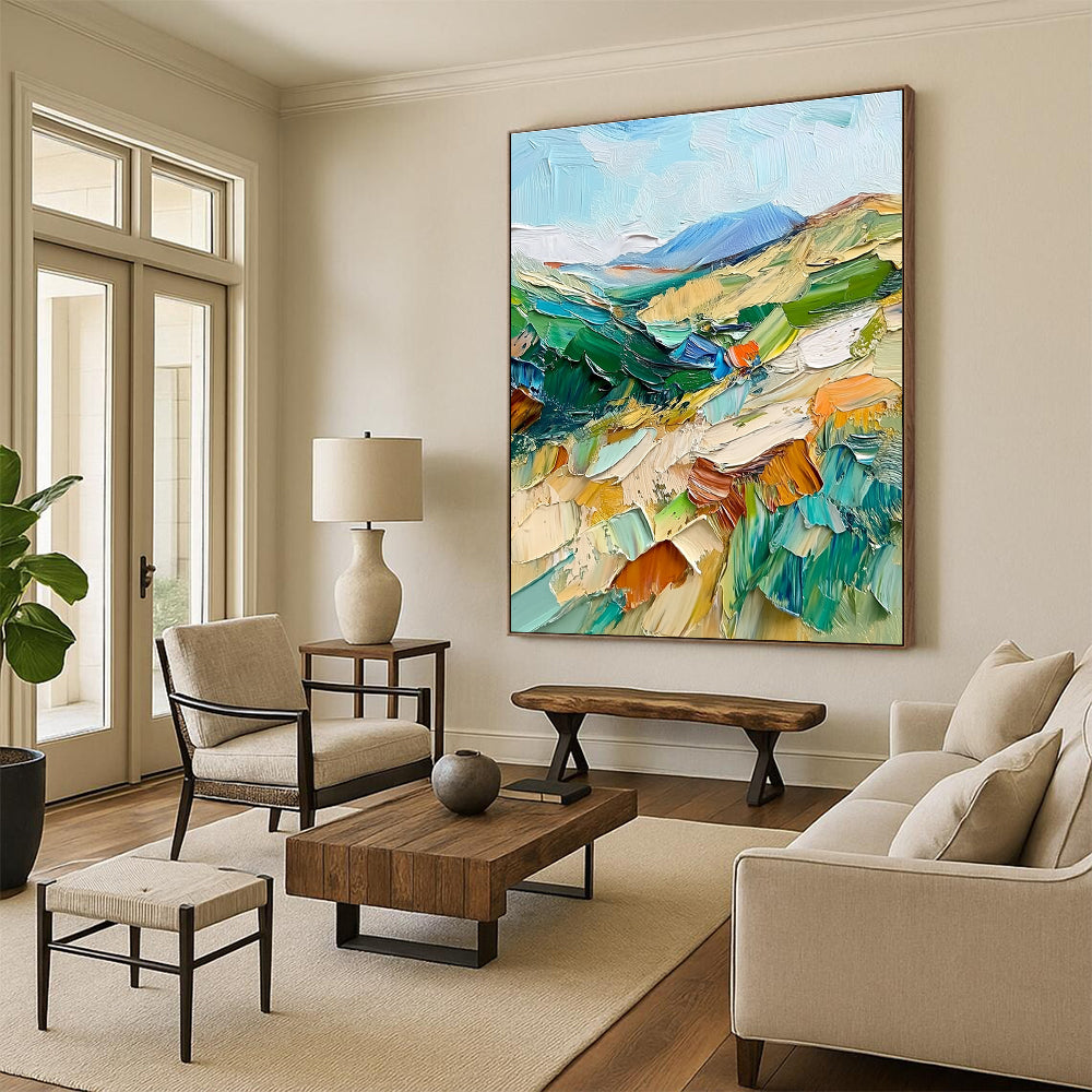 Colorful Landscape Abstract Painting with Thick Impasto GER074