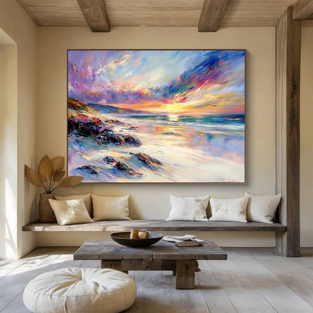 Colorful Beach Landscape Abstract Painting with Vivid Hues DYP113