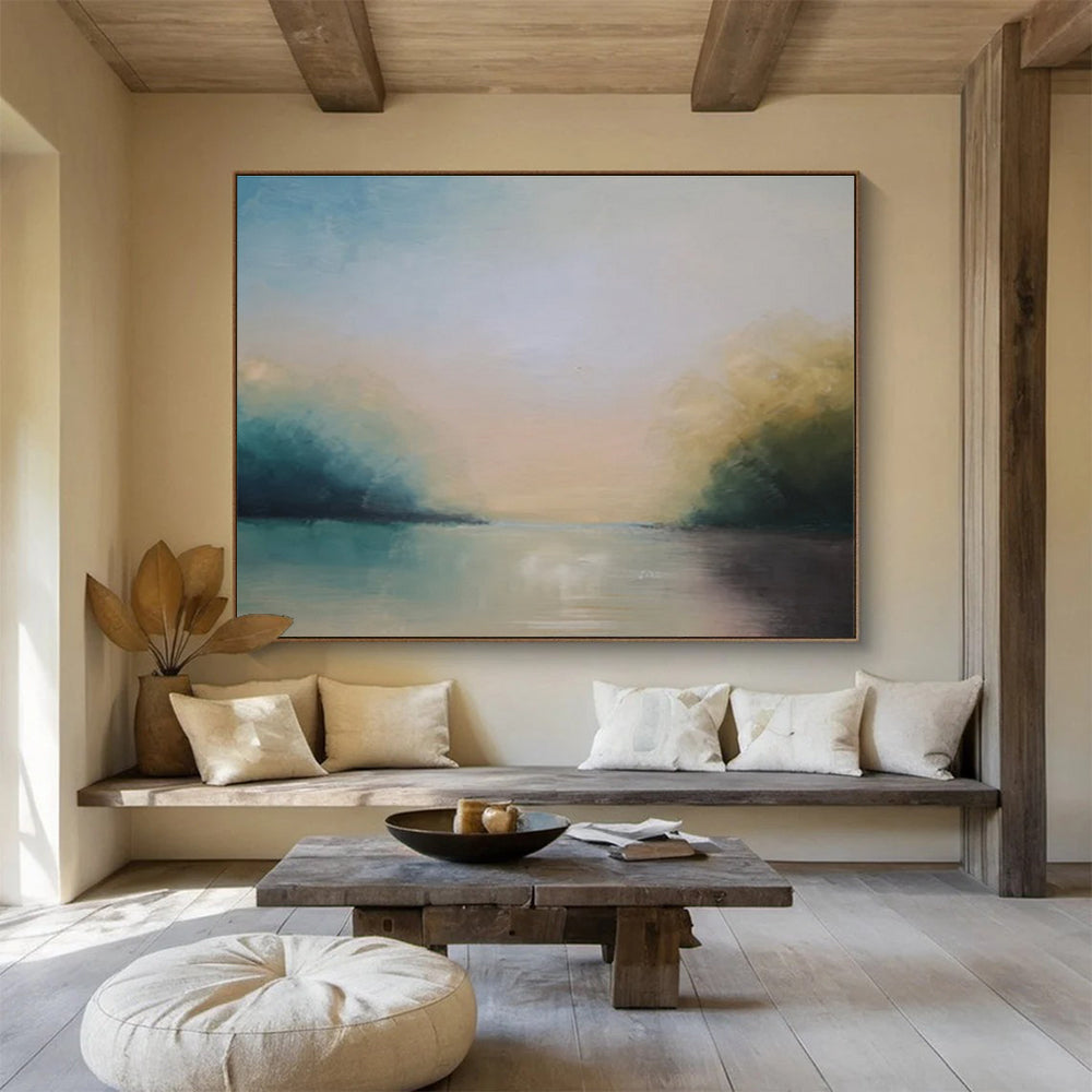 Soft Toned River Sky Abstract Painting THY014