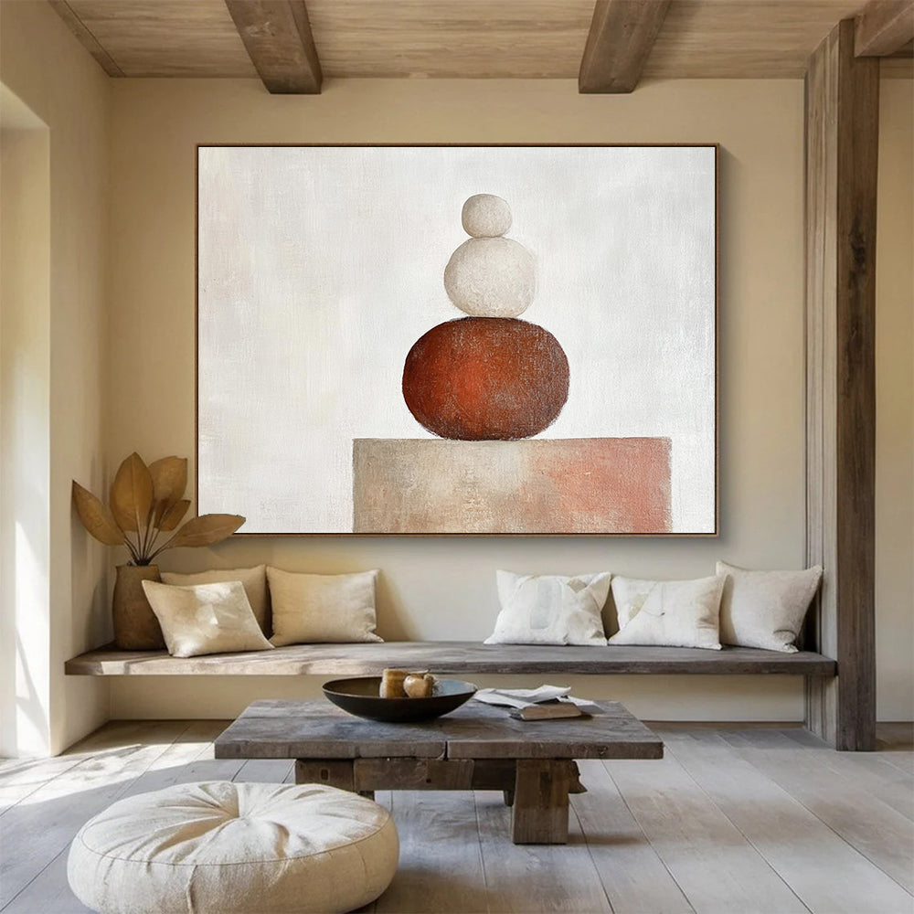 Earth - Toned Stacked Stones Abstract Painting DYP088