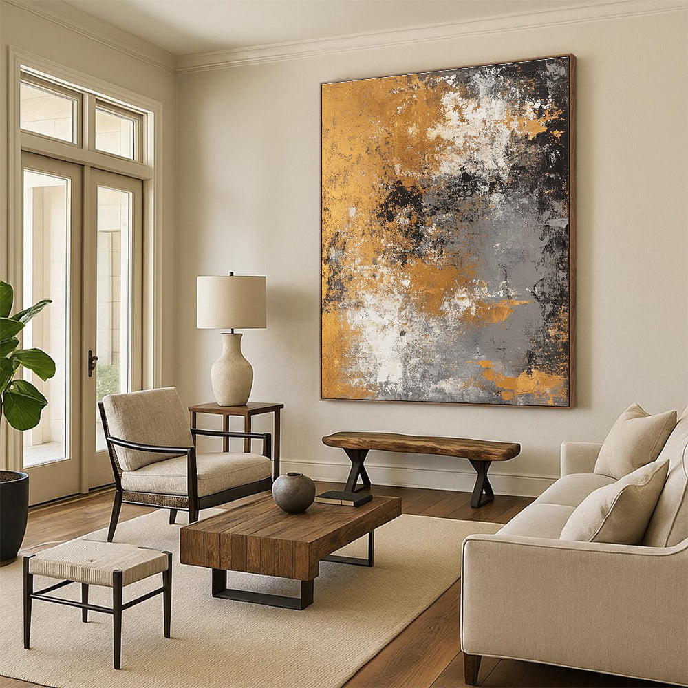 Gold - Flecked Abstract with Gray, White, and Gold GER319
