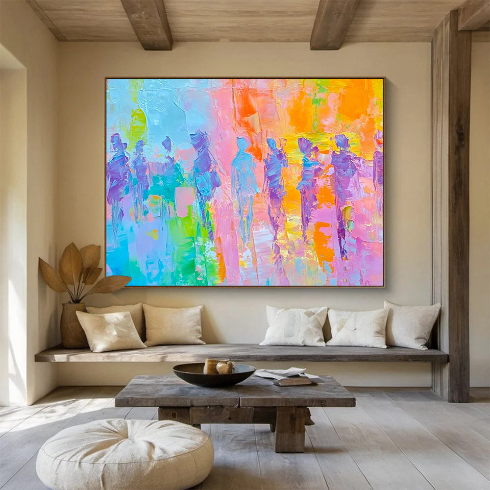 Colorful Figure Abstract Painting with Vibrant Background DYP318