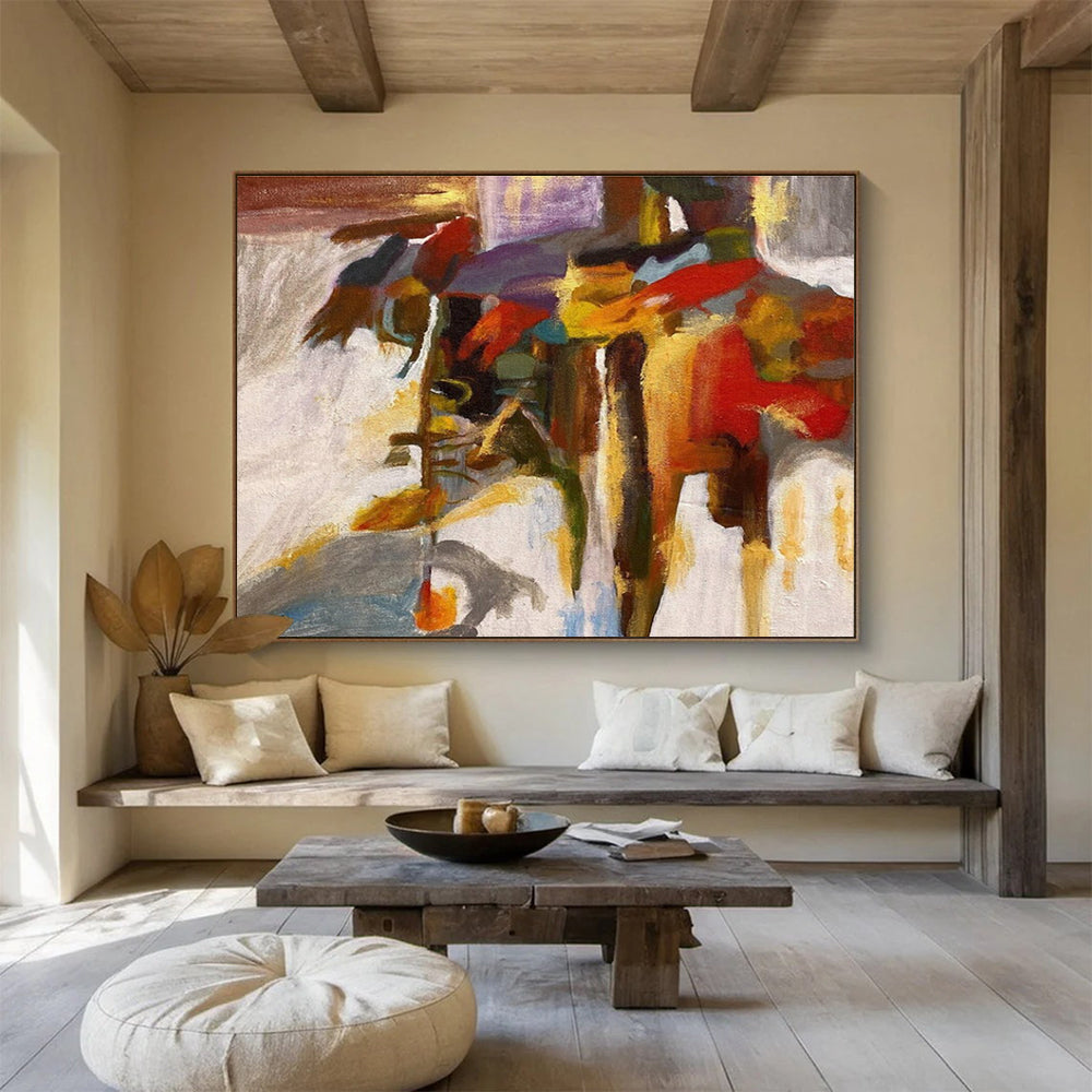 Colorful Figure Abstract Painting with Vivid, Dynamic Shapes THY365