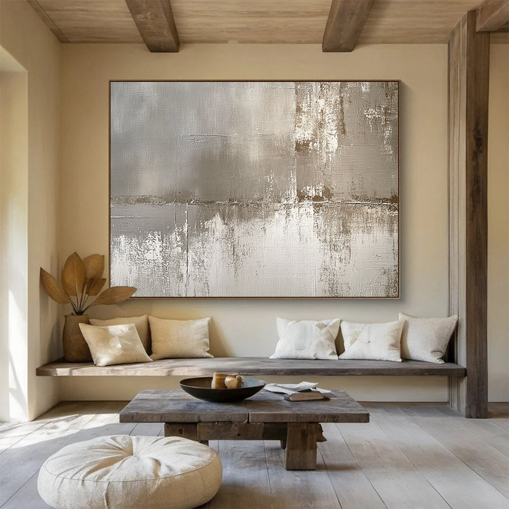 Gray Beige Textured - Industrial Abstract Painting DYP037