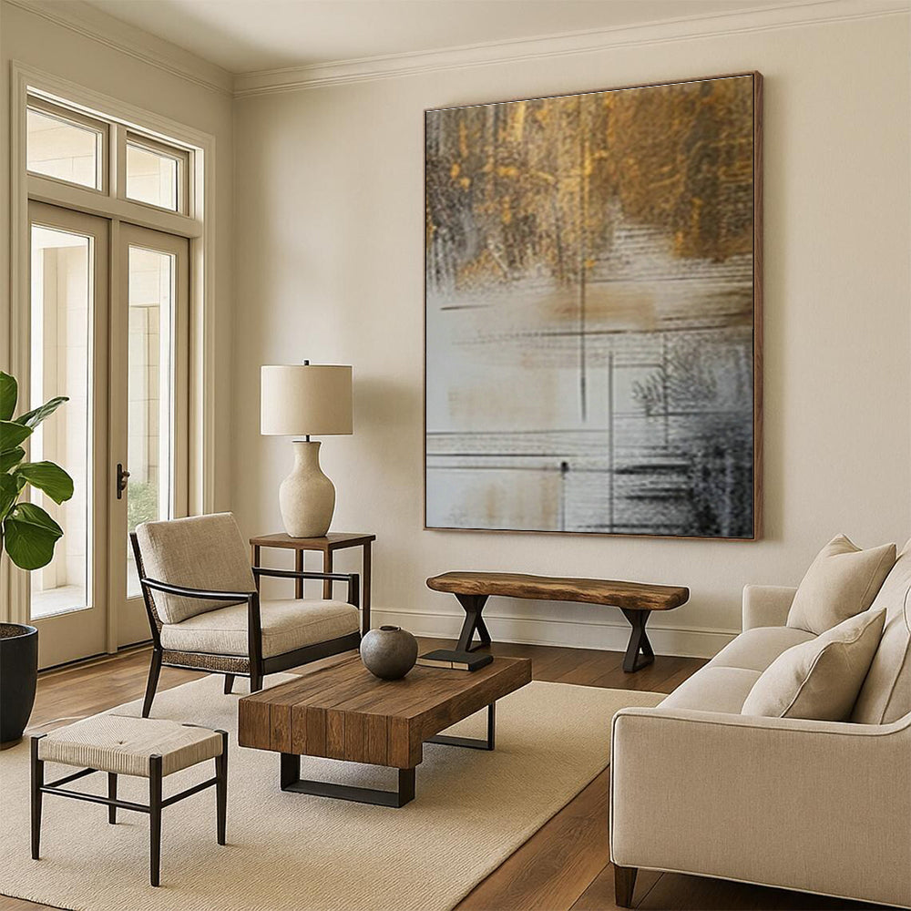 Bespoke Hand-Painted Oversized Abstract Canvas for Dining Room & Entryway DLZ0987