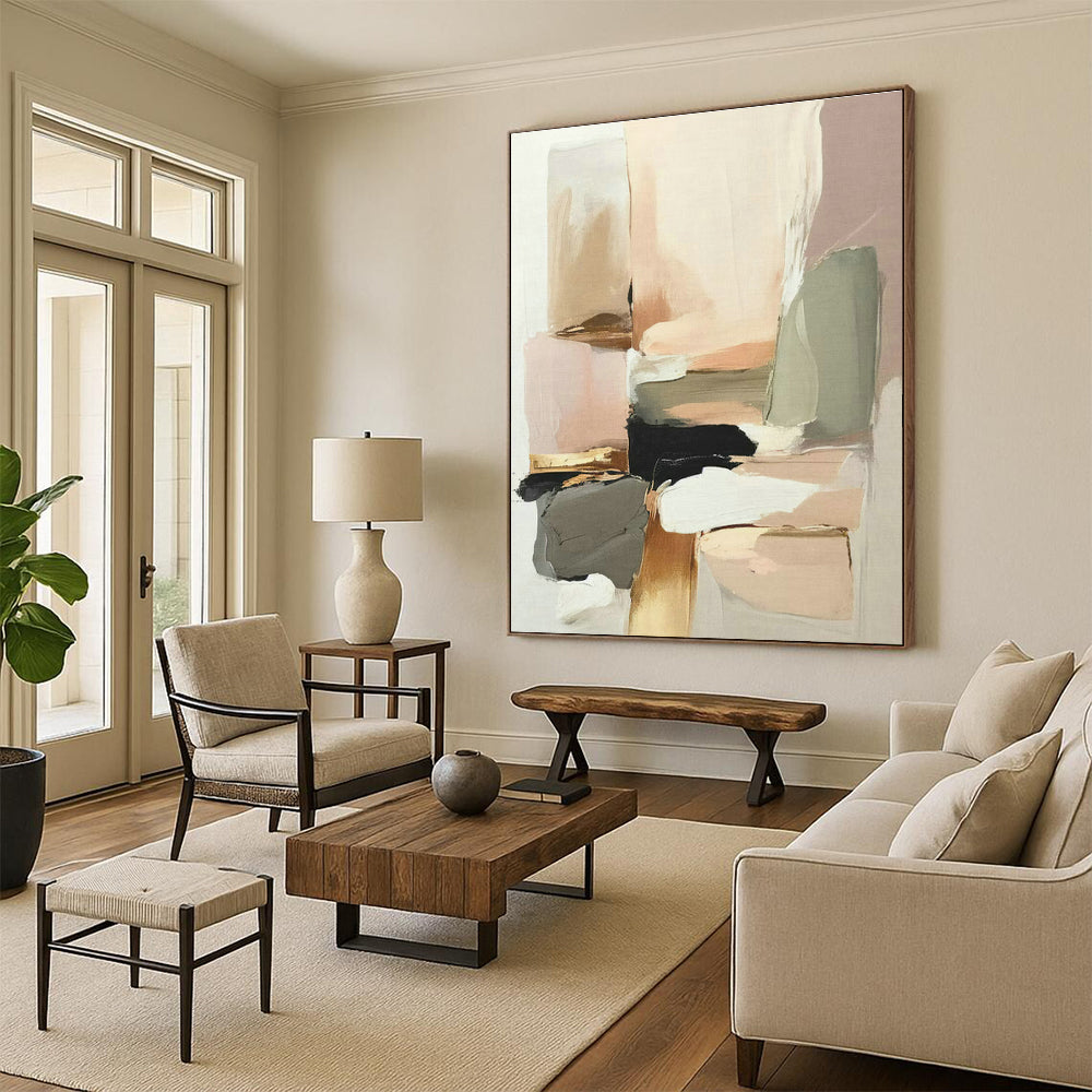 Large Hand-Painted Abstract Art for Living Room and Cottage Entryway DLZ1617