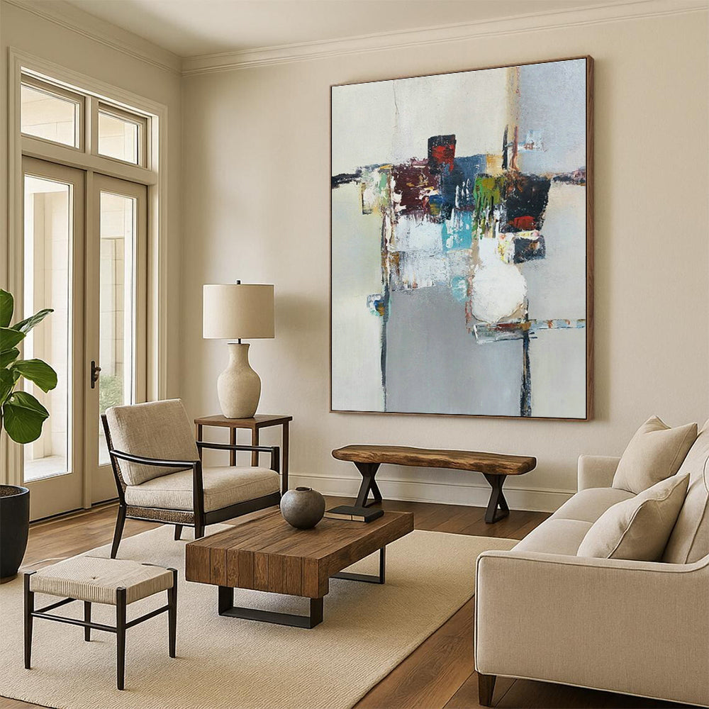 Oversized Hand - Painted Abstract Canvases for Bedroom Wardrobe Interior Backings & Dining Room Wine Rack Shelves DLZ0924