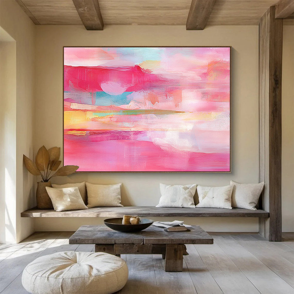 Pink Toned Abstract Landscape Painting with Soft Color Layers DYP495