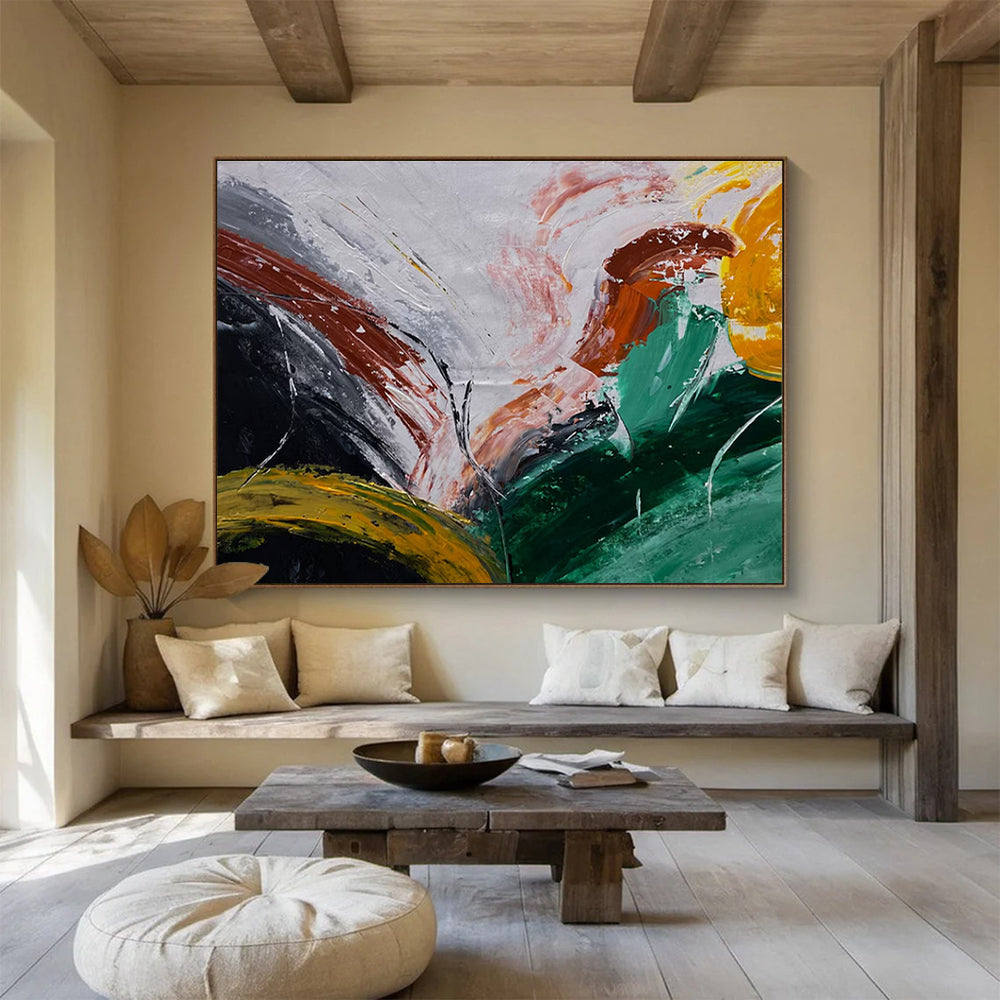 Colorful Swirl Abstract Painting with Dynamic Brushstrokes THY354
