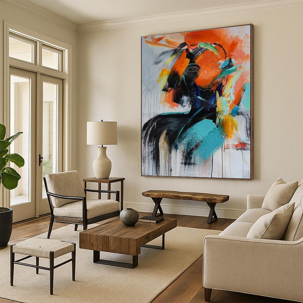 Colorful Abstract Portrait Painting with Expressive Brushstrokes ADGE410