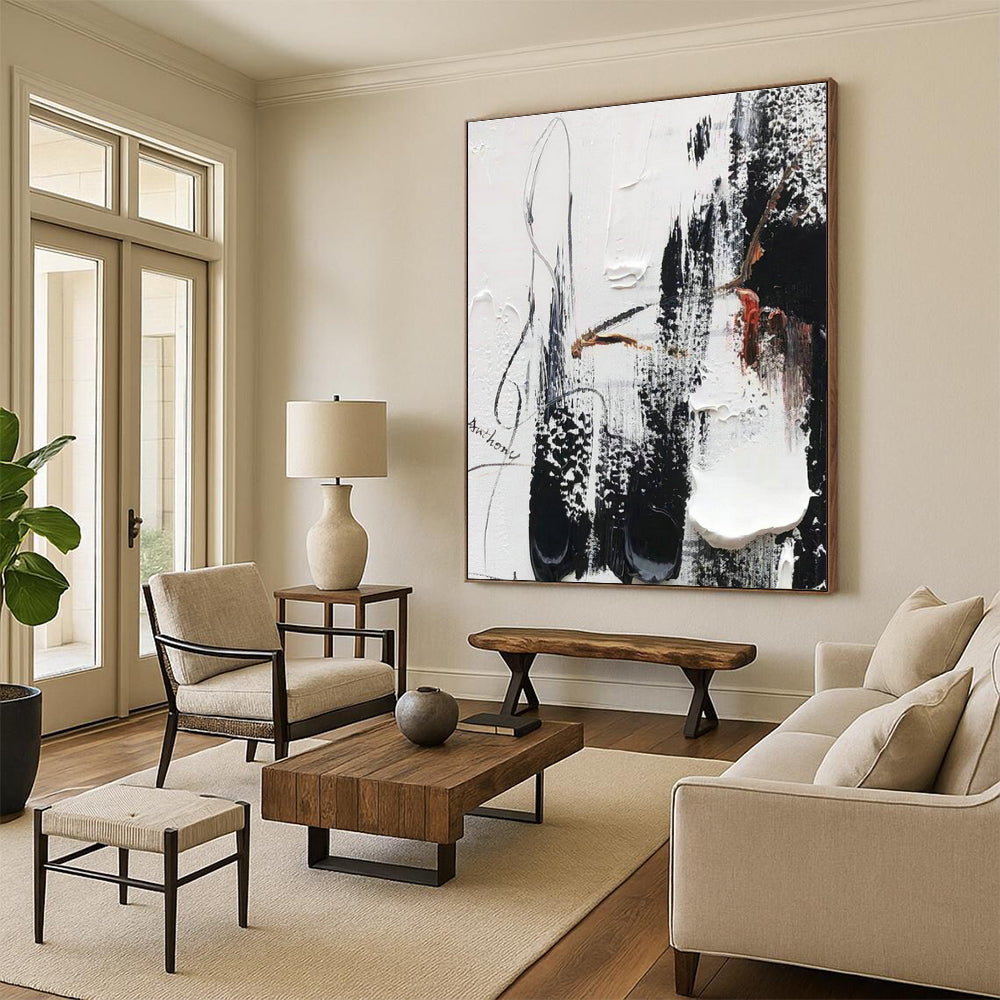 Original Handmade Abstract Painting for Dining Room Buffet Area and Entryway Console Table Wall DLZ1675