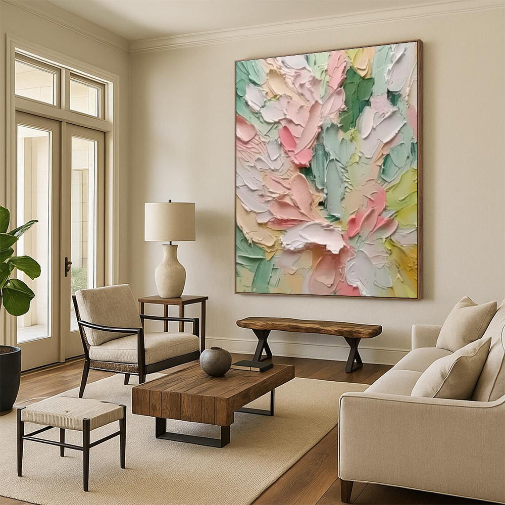 Hand - Painted Abstract Canvas Collage for Bedroom & Living Room DLZ1404
