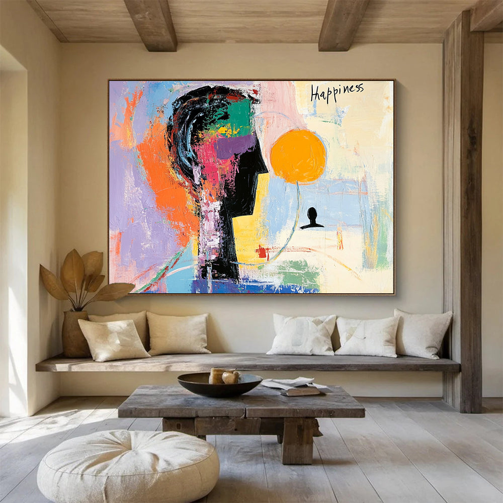 Abstract Happiness Figure Painting with Colorful Palette DYP517