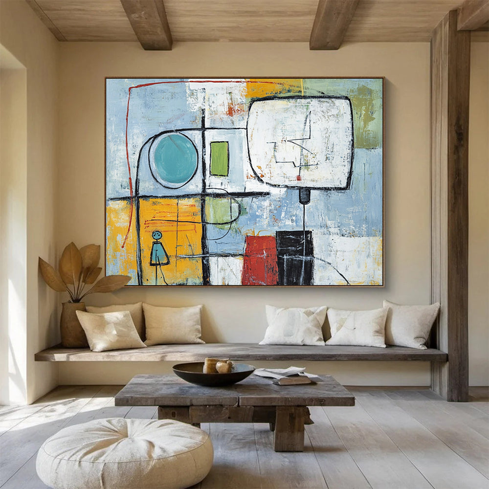 Whimsical Figures Abstract Painting with Colorful and Playful Tones DYP353