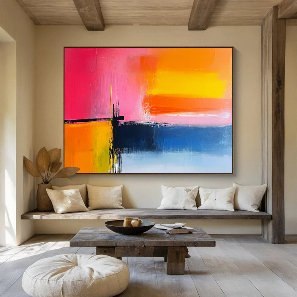 Pink Orange and Yellow Abstract Painting with Sunset Vibes DYP409